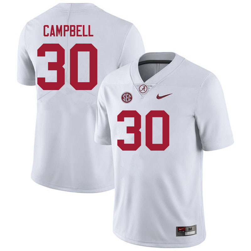 Men #30 Jihaad Campbell Alabama White Tide College Football Jerseys Sale-White